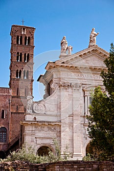 Basilica santa Francesca Romana and belfry at Roman forum