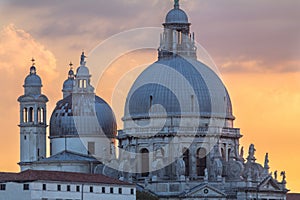Basilica Santa Maria della salute and sunset sky, Venice