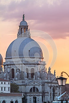 Basilica Santa Maria della salute and sunset sky, Venice