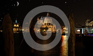 Basilica of Santa Maria della Salute. Venice Night photo