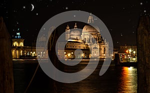 Basilica of Santa Maria della Salute. Venice Night photo