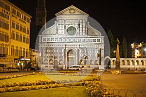 Church S. Maria Novella in Florence at night