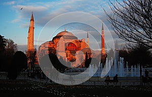 Basilica of Santa Sofia in the sunset photo