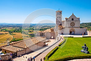 The Basilica of St. Francis in Assisi, Italy, in a summer sunny day