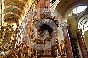 The Basilica of St. James (Czech: Kostel svatÃ©ho Jakuba VÄ›tÅ¡Ã­ho) in the Old Town of Prague, Czech Republic.