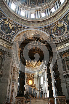 Basilica of St. Peter in the Vatican, Rome, detailed wooden canopy