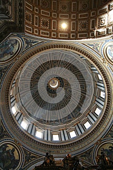 Basilica of St. Peter in the Vatican, Rome, dome from inside in the cathedral in details