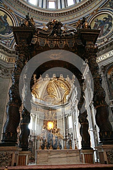 Basilica of St. Peter in the Vatican, Rome, wooden canopy in details