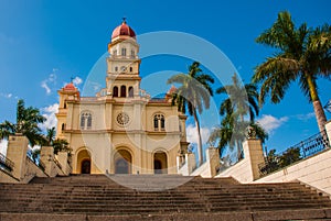 Basilica Virgen de la Caridad close up. Roman Catholic minor Catholic cathedral dedicated to the Blessed Virgin Mary. El Cobre, Sa