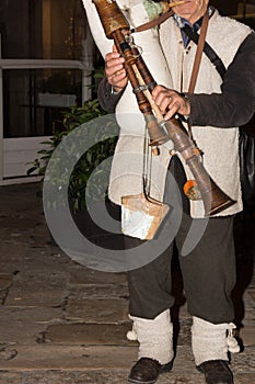 Basilicata Shepherd who Plays the Bagpipe during the Christmas Season