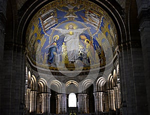 Basilique du Sacre Coeur, interior. Montmartre, Paris, France,