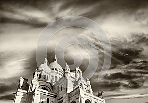 Basilique du Sacre Coeur, Paris. View at sunset