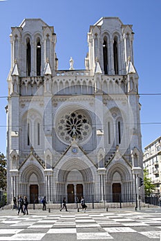 The Notre-Dame church, built in 1864, is the largest church in Nice. Basilica Notre-Dame, Nice, Cote d`Azur, France