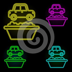 Basin car carwash neon color set icon. Simple thin line, outline vector of car wash icons for ui and ux, website or mobile