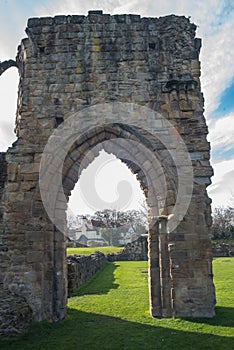 Basingwerk Abbey historic ruins in Greenfield, near Holywell North Wales.