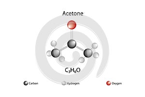 Chemical formula of acetone.
