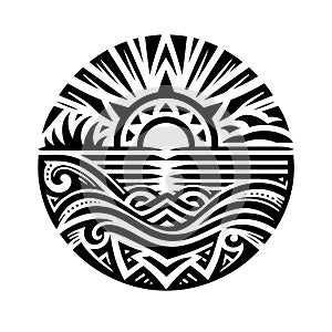 Shoreline Sunset Seal: Beautiful Beach Vector photo