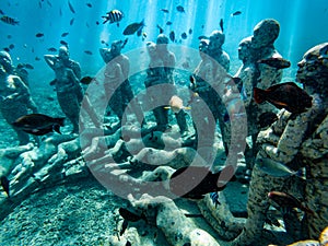 Bask Nest Underwater Statues at the bottom of the sea in Gili Meno Indonesia photo