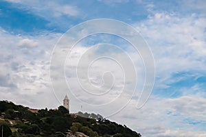 Baska - Close up view of church Crkva Sveti Ivan build on steep hill in coastal town Baska on Krk island, Primorje-Gorski Kotar