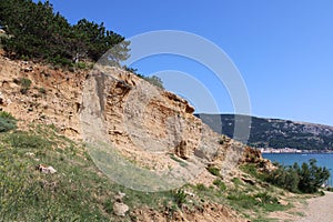 Baska, island Krk, phenomenal Zarok - sandy area, Adriatic coast, Croatia