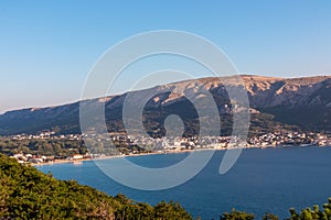 Baska - Scenic view of majestic coastline of Mediterranean Adriatic Sea near coastal town Baska, Krk Island