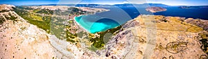 Baska stone desert heights aerial panoramic view on Krk island