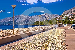 Baska Voda breakwater and fishing nets view