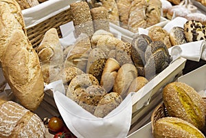 basket of artisan breads