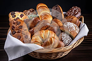 basket of assorted breads, each one baked in a unique shape and flavor