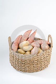 Basket of assorted potatoes