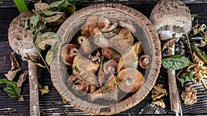 basket with autumn mushrooms