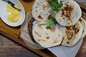 A basket of Baati roti for breakfast