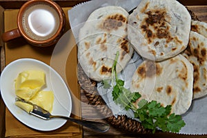 A basket of Baati roti for breakfast