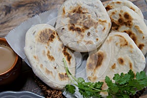 A basket of Baati roti for breakfast