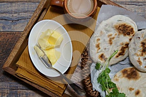 A basket of Baati roti for breakfast