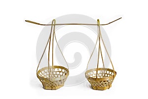 Basket bamboo for carry a yoke on a shoulder pole