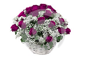 Basket of beautiful flowers isolated