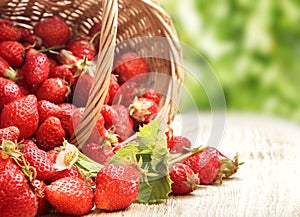 Basket with berry on table