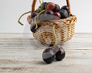 Basket with blue vine.