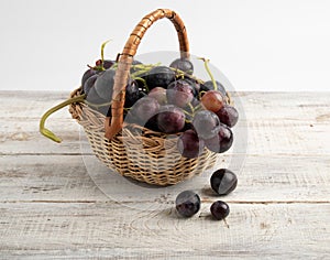 Basket with blue vine.