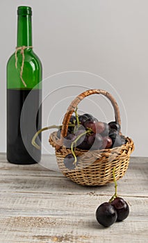 Basket with blue vine.