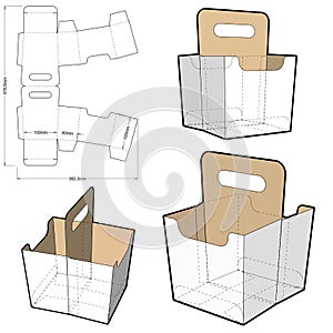Basket Box Packaging With Handle and Die-cut Pattern.