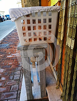 Basket of bread as a gift for the poor