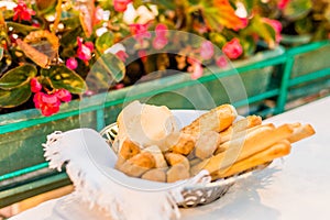 Basket of breads and breadsticks