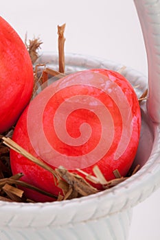Basket of brightly coloured Easter Eggs