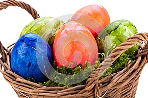 Basket of brightly coloured Easter Eggs