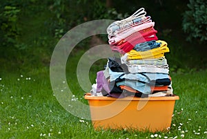 Basket of Clothes Outdoors