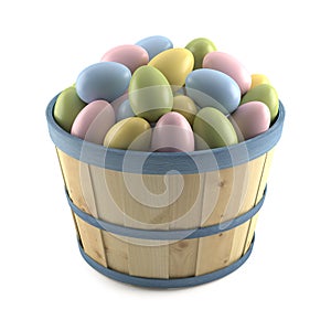 Basket of colored easter eggs