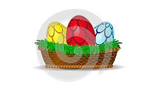 Basket with colorful eggs