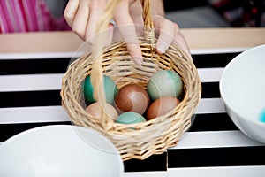 Basket with decorated eggs